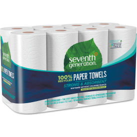 United Stationers Supply SEV 13739 Seventh Generation® 100 Recycled Paper Towel Rolls, 2-Ply, 11" x 5.4", 156 Towels/RL, 8 RL/PK image.