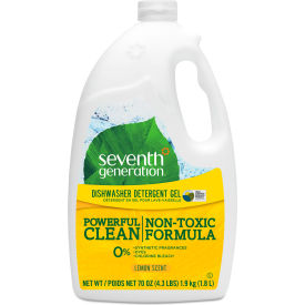 United Stationers Supply SEV 22831CT Seventh Generation® Natural Automatic Dishwasher Gel, Lemon, Jumbo 70 oz. Bottle, 6/CT image.