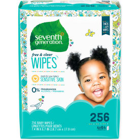 United Stationers Supply 34219 Seventh Generation® Free and Clear Baby Wipes Refill Pack, 256/Pack image.