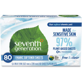 Seventh Generation , Natural Fabric Softener Sheets, Unscented, 80 Sheets/Box