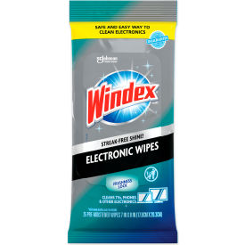 United Stationers Supply SJN319248EA Windex® Electronics Cleaner, 7 x 10, Neutral Scent, 25 Wipes image.