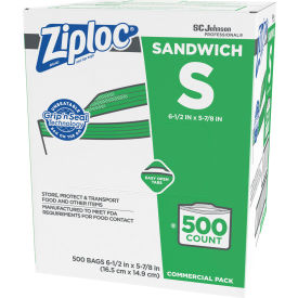 SC Johnson 682255 Ziploc® Seal Top Sandwich Bags, 6-1/2"W x 6"D, Clear, 500/Pack image.