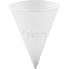 Solo Cups SCC 42R SOLO® Cone Water Cups, Paper, 4.25 Oz., Rolled Rim, 200/Bag, 25 Bags/Carton, White image.
