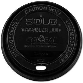 Solo Cups SCC TLB316 SOLO® Traveler Drink-Thru Lids, 10-24 Oz. Cups, Black image.