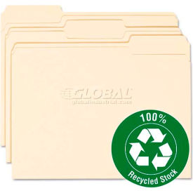 Smead 100% Recycled File Folders, 1/3 Cut, One-Ply Top Tab, Letter, Manila, 100/Box