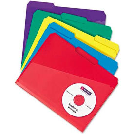 Smead Manufacturing Company 10540 Smead® Slash Pocket Poly File Folders, 1/3 Cut Top Tab, Letter, Assorted, 30/Box image.