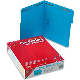 Smead Manufacturing Company 12040 Smead® Folders, Two Fasteners, 1/3 Cut Assorted Top Tab, Letter, Blue, 50/Box image.