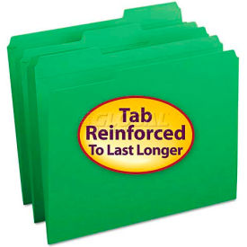 Smead File Folders, 1/3 Cut, Reinforced Top Tab, Letter, Green, 100/Box