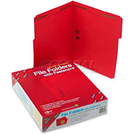 Smead Manufacturing Company 12740 Smead® Folders, Two Fasteners, 1/3 Cut Assorted, Top Tab, Letter, Red, 50/Box image.