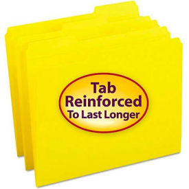 Smead Manufacturing Company 12934 Smead® File Folders, 1/3 Cut, Reinforced Top Tab, Letter, Yellow, 100/Box image.