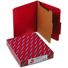 Smead Manufacturing Company 13731 Smead® Pressboard Classification Folders, Letter, Four-Section, Bright Red, 10/Box image.