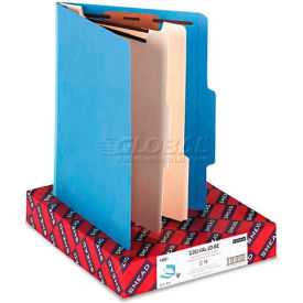 Smead Manufacturing Company 14001 Smead® Top Tab Classification Folders, Two Dividers, Six-Sections, Blue, 10/Box image.