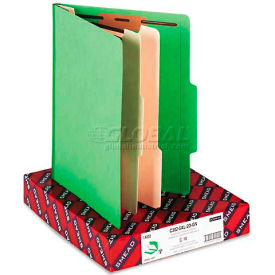 Smead Manufacturing Company 14002 Smead® Top Tab Classification Folders, Two Dividers, Six-Section, Green, 10/Box image.