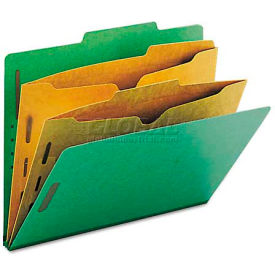 Smead Manufacturing Company 14083 Smead® Pressboard Folders with Two Pocket Dividers, Letter, Six-Section, Green, 10/Box image.