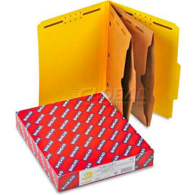 Smead Manufacturing Company 14084 Smead® Pressboard Folders with Two Pocket Dividers, Letter, Six-Section, Yellow, 10/Box image.