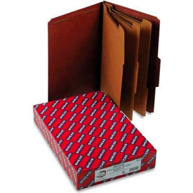 Smead Manufacturing Company 19092 Smead® Pressboard Classification Folders, Self Tab, Legal, Eight-Section, Red, 10/Box image.