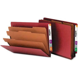 Smead Manufacturing Company 26865 Smead® Pressboard End Tab Classification Folders, Letter, Eight-Section, Red, 10/Box image.
