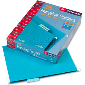Smead Manufacturing Company 64074 Smead® Hanging File Folders, 1/5 Tab, 11 Point Stock, Letter, Teal, 25/Box image.