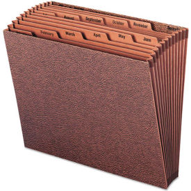Smead Manufacturing Company 70488 Smead® Jan-Dec Open Accordion Expanding File, 12 Pocket, Letter, Leather-Like Redrope image.