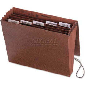 Smead Manufacturing Company 70540 Smead® Accordion Expanding File, 6 Pockets, 1/5 Tab, Leather-Like Redrope, Letter, Red image.