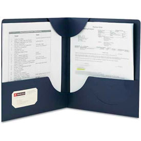 Smead Manufacturing Company 87982 Smead® Lockit Two-Pocket Folder, Leatherette Stock, 11 x 8-1/2, Dark Blue, 25/Box image.