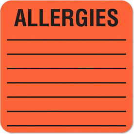 Tabbies 40560 Tabbies® Medical Labels for Allergies, 2 x 2, Orange, 500/Roll image.