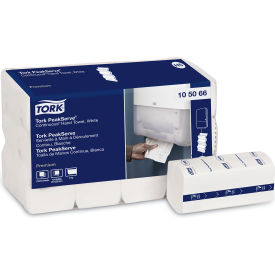 United Stationers Supply 105066 Tork® PeakServe Continuous Hand Towel, 8 x 8-7/8, White, 270 Wipes/Pack, 12 Packs/Carton image.