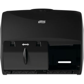 United Stationers Supply 565728 Tork® OptiCore Twin Bath Tissue Roll Dispenser - Black image.