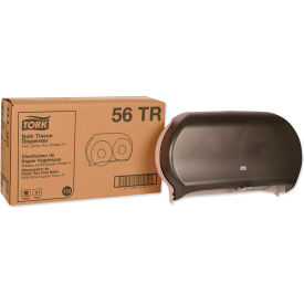 United Stationers Supply 56TR Tork® Twin Jumbo Roll Bath Tissue Dispenser - Smoke/Gray image.