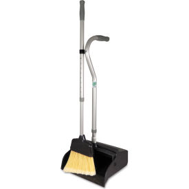 Telescopic Ergo Dust Pan with Broom, 12"W x 45"H, Gray/Silver view 2