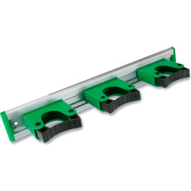 Hang Up Cleaning Tool Holder, 3 Hooks, 14"W x 3-1/8"D x 2-3/16"H, Silver/Green view 2