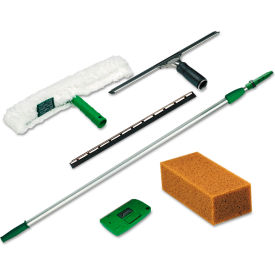 Pro Window Cleaning Kit with 8' Pole, Scrubber, Squeegee, Scraper & Sponge, Black/White view 2