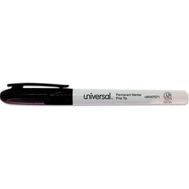 United Stationers Supply UNV07071 Universal Pen Style Permanent Markers, Fine Point, Black, Dozen image.