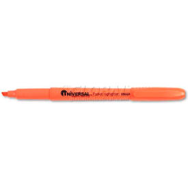 United Stationers Supply UNV08853 Universal Pocket Clip Highlighter, Chisel Tip, Fluorescent Orange Ink, 1 Dozen image.
