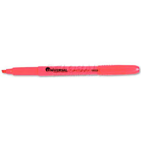 United Stationers Supply UNV08855 Universal Pocket Clip Highlighter, Chisel Tip, Fluorescent Pink Ink, 1 Dozen image.