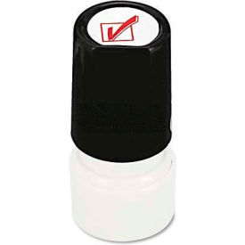Universal UNV10075*** Universal Round Message Stamp, CHECK MARK, Pre-Inked/Re-Inkable, Red image.