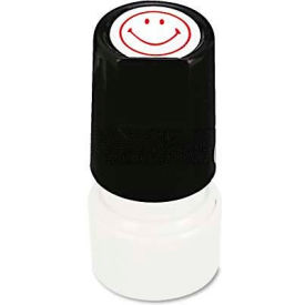 Universal UNV10080*** Universal Round Message Stamp, SMILEY FACE, Pre-Inked/Re-Inkable, Red image.