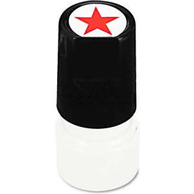 Universal UNV10081*** Universal Round Message Stamp, STAR, Pre-Inked/Re-Inkable, Red image.