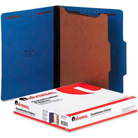 Universal 10201 Universal® Pressboard Classification Folders, Letter, Four-Section, Cobalt Blue, 10/Box image.