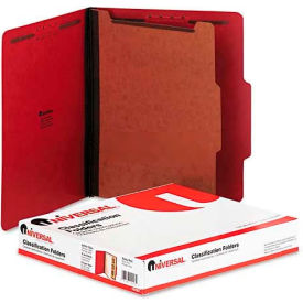 Universal UNV10203*** Universal® Pressboard Classification Folders, Letter, Four-Section, Ruby Red, 10/Box image.