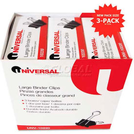 United Stationers Supply UNV10220VP Universal® Large Binder Clips, Steel Wire, 1" Capacity, 2" Wide, Black/Silver, 36 Each image.