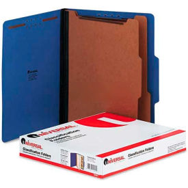 Universal UNV10301*** Universal® Pressboard Classification Folders, Letter, Six-Section, Cobalt Blue, 10/Box image.