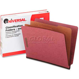 Universal UNV10315*** Universal® Pressboard End Tab Classification Folders, Letter, Six-Section, Red, 10/Box image.