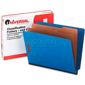 Universal 10318 Universal® Pressboard End Tab Classification Folders, Letter, Six-Section, Blue, 10/Box image.