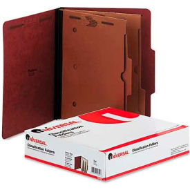 Universal 10325 Universal® Pressboard Folder with 2 Dividers, Letter, Six-Section, Red, 10/Box image.