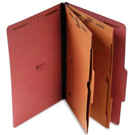 Universal UNV10326*** Universal® Pressboard Folder with 2 Dividers, Legal, Six-Section, Red, 10/Box image.