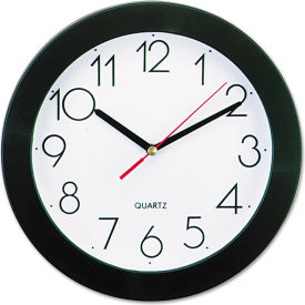 Universal Flow Monitors UNV10421*** Universal® Bold Round Wall Clock, 9.75" Overall Diameter, Black Case, 1 AA image.