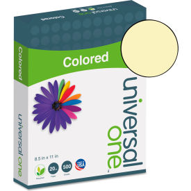 United Stationers Supply UNV11201 Colored Paper - Universal UNV11201 - Canary - 8-1/2 x 11 - 20 lb. - 500 Sheets/Ream image.