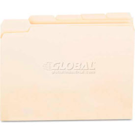 Universal UNV12115*** Universal® File Folders, 1/5 Cut Assorted, One-Ply Top Tab, Letter, Manila, 100/Box image.