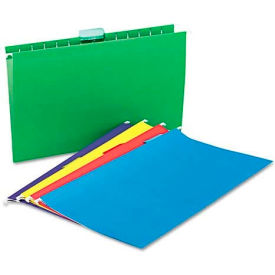 Universal 14221 Universal® Hanging File Folders, 1/5 Tab, 11 Point, Legal, Assorted Colors, 25/Box image.